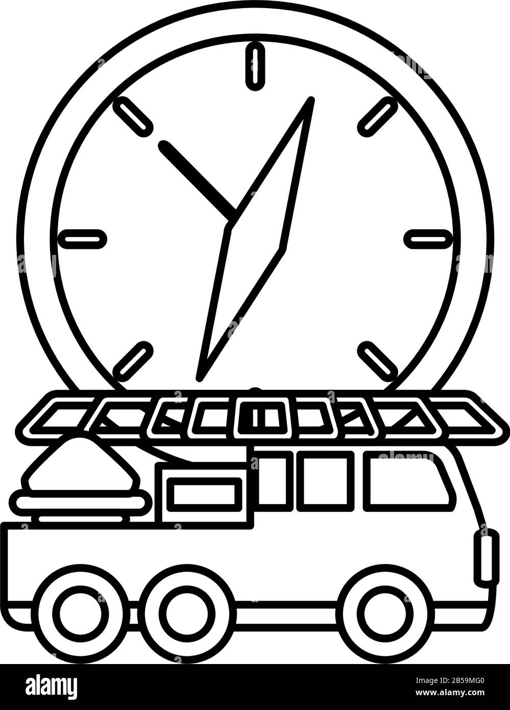 camion de pompiers avec montre sur fond blanc illustration vectorielle Illustration de Vecteur