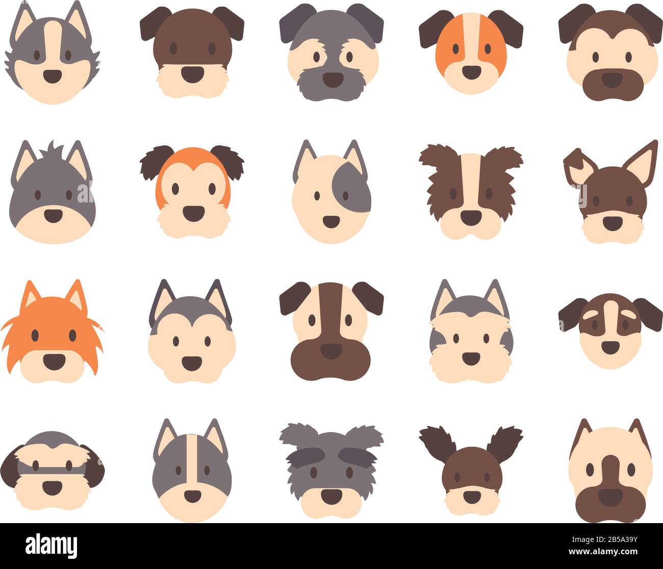 ensemble d'icônes de faces différentes races de chiens vecteur illustration design Illustration de Vecteur