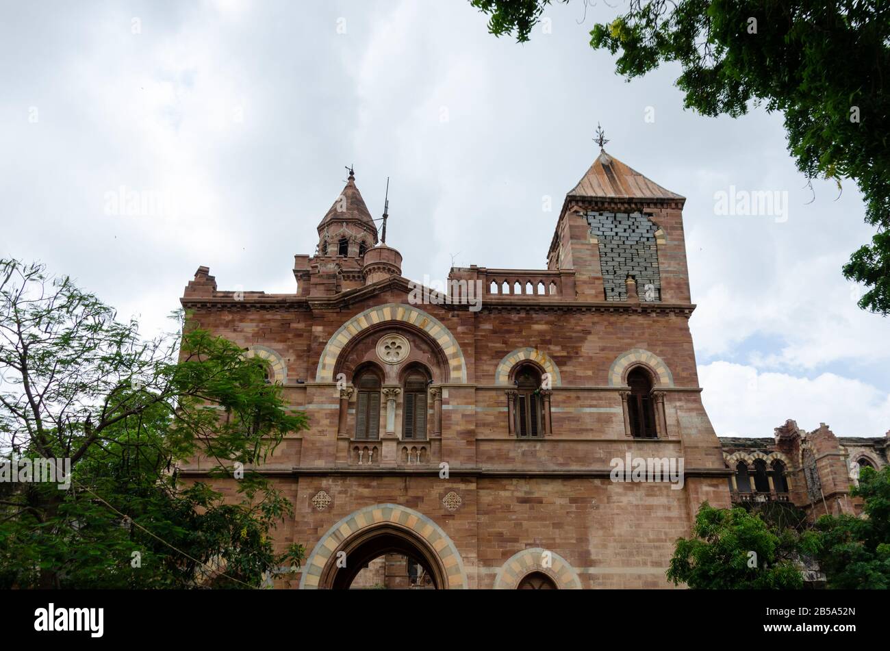 Architecture gothique italienne de Prag Mahal, Bhuj, Kutch, Gujarat, Inde Banque D'Images