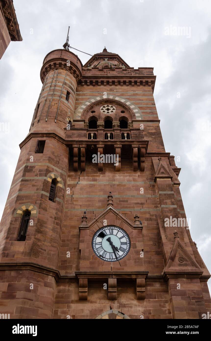 Tour de l'horloge de Prag Mahal, Bhuj, Kutch, Gujarat, Inde Banque D'Images