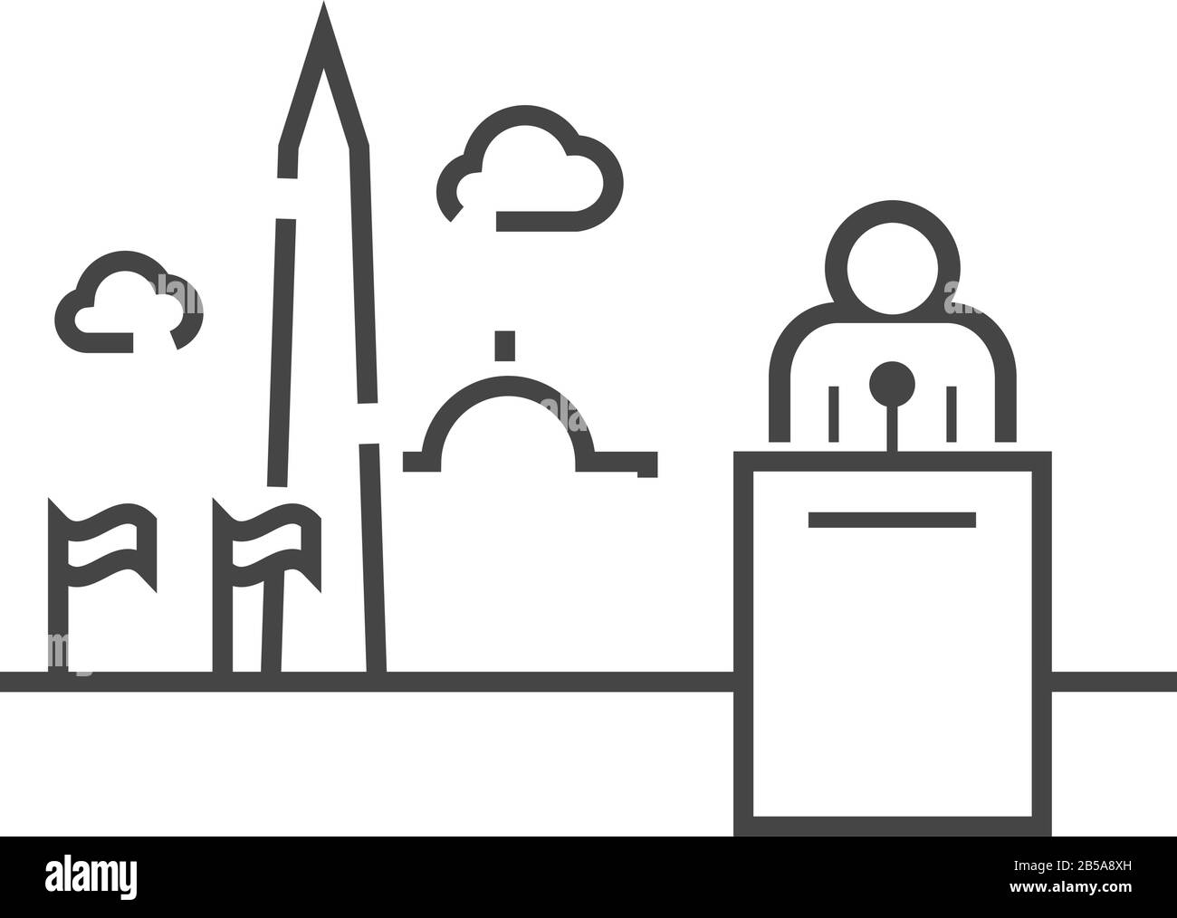 Élections aux États-Unis. Président dans l'arrière-plan du Capitole. Dernières nouvelles à la télévision. Illustration vectorielle. Illustration de Vecteur