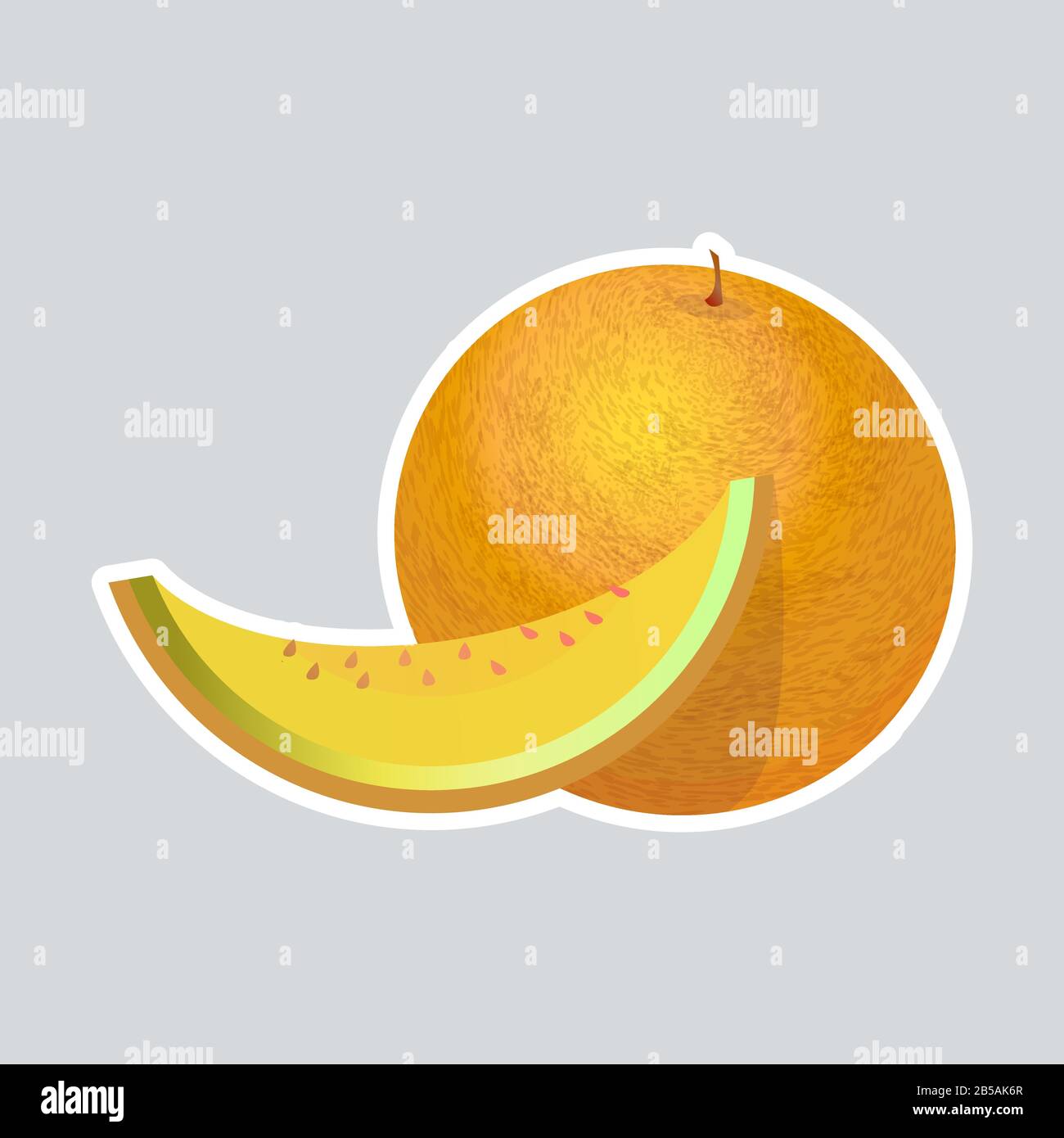 icône de melon frais juteux savoureux fruit mûr autocollant sain concept alimentaire illustration vectorielle Illustration de Vecteur