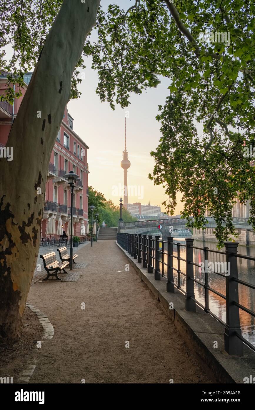 Matin à Berlin en été, Allemagne Banque D'Images