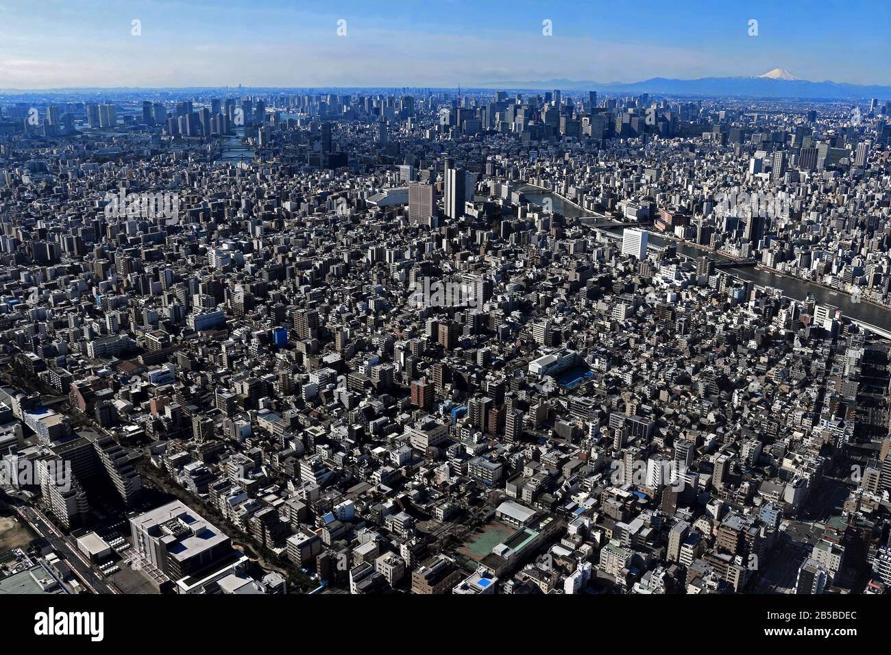 Vue panoramique sur le centre de Tokyo et le Mont Fuji depuis le Tokyo Sky Tree Banque D'Images