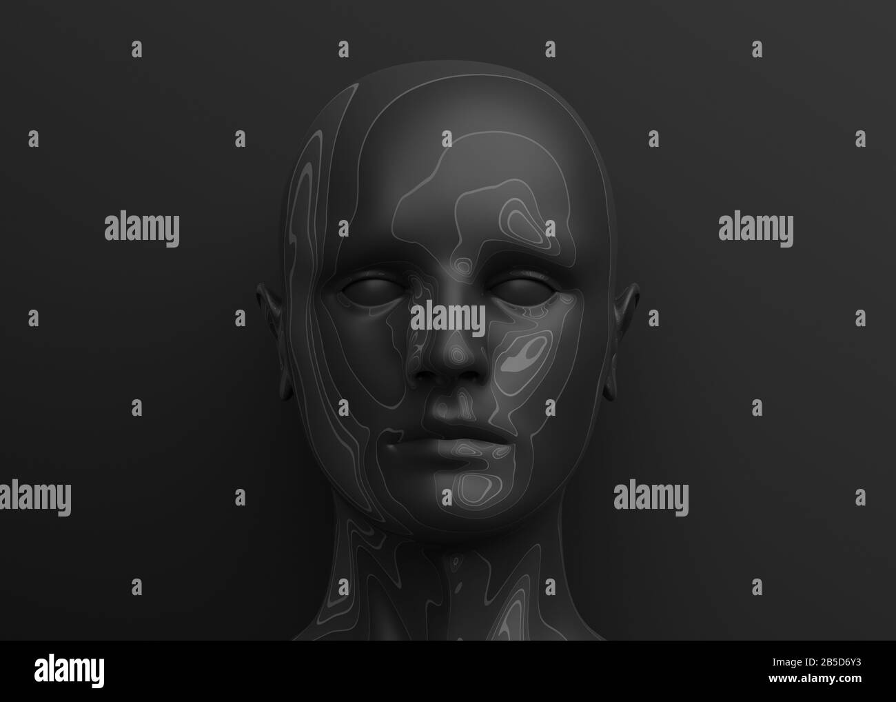 Tête humaine abstraite, rendu tridimensionnel, concept d'intelligence artificielle Banque D'Images