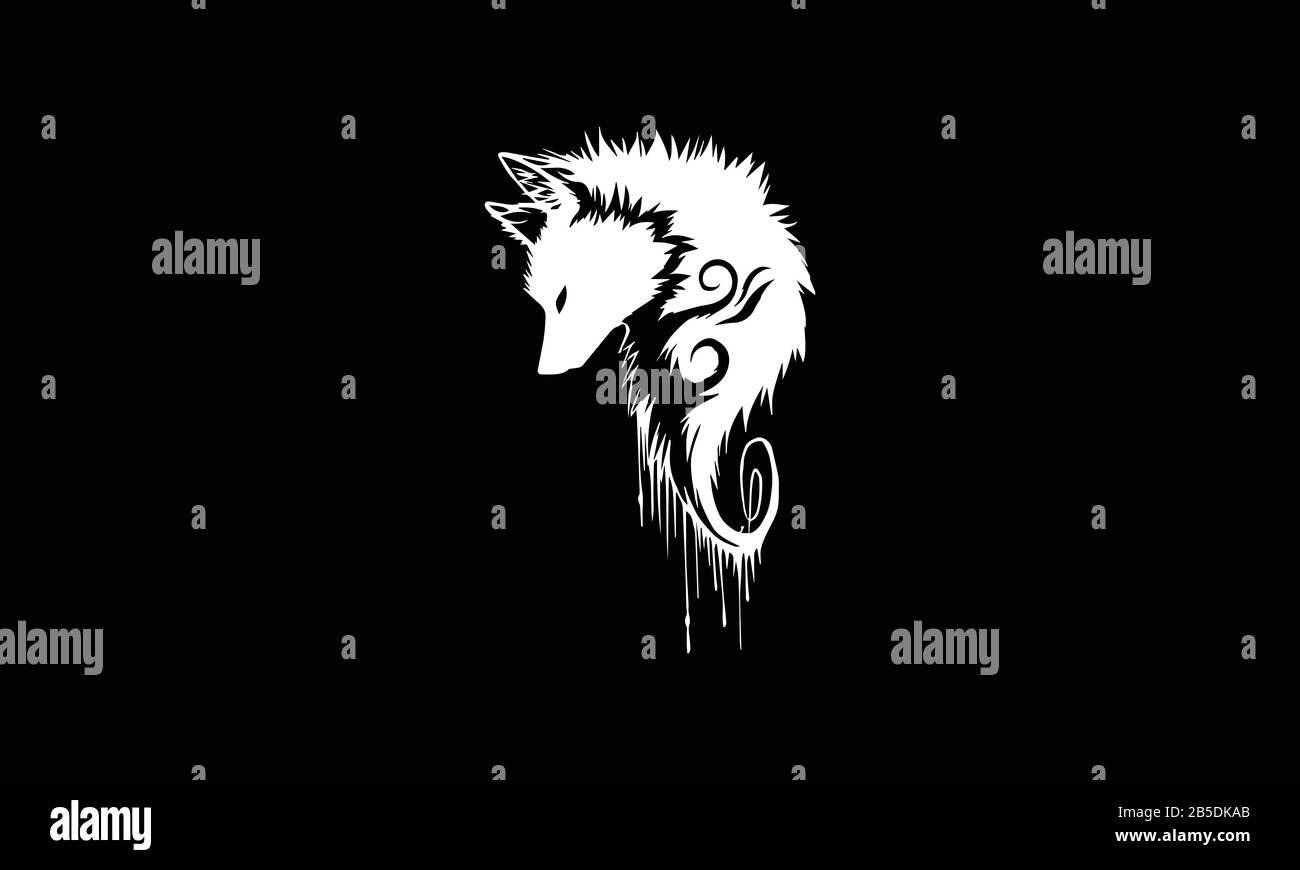 loup d'humeur fâchée noir et blanc Illustration de Vecteur