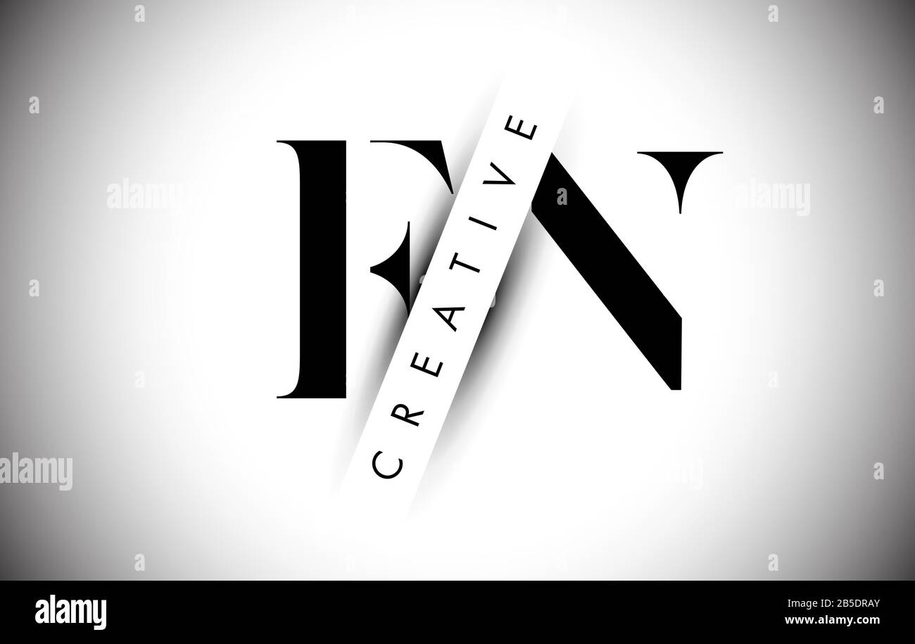 FN F N lettre logo avec ombre créative et texte superposé illustration vectorielle. Illustration de Vecteur