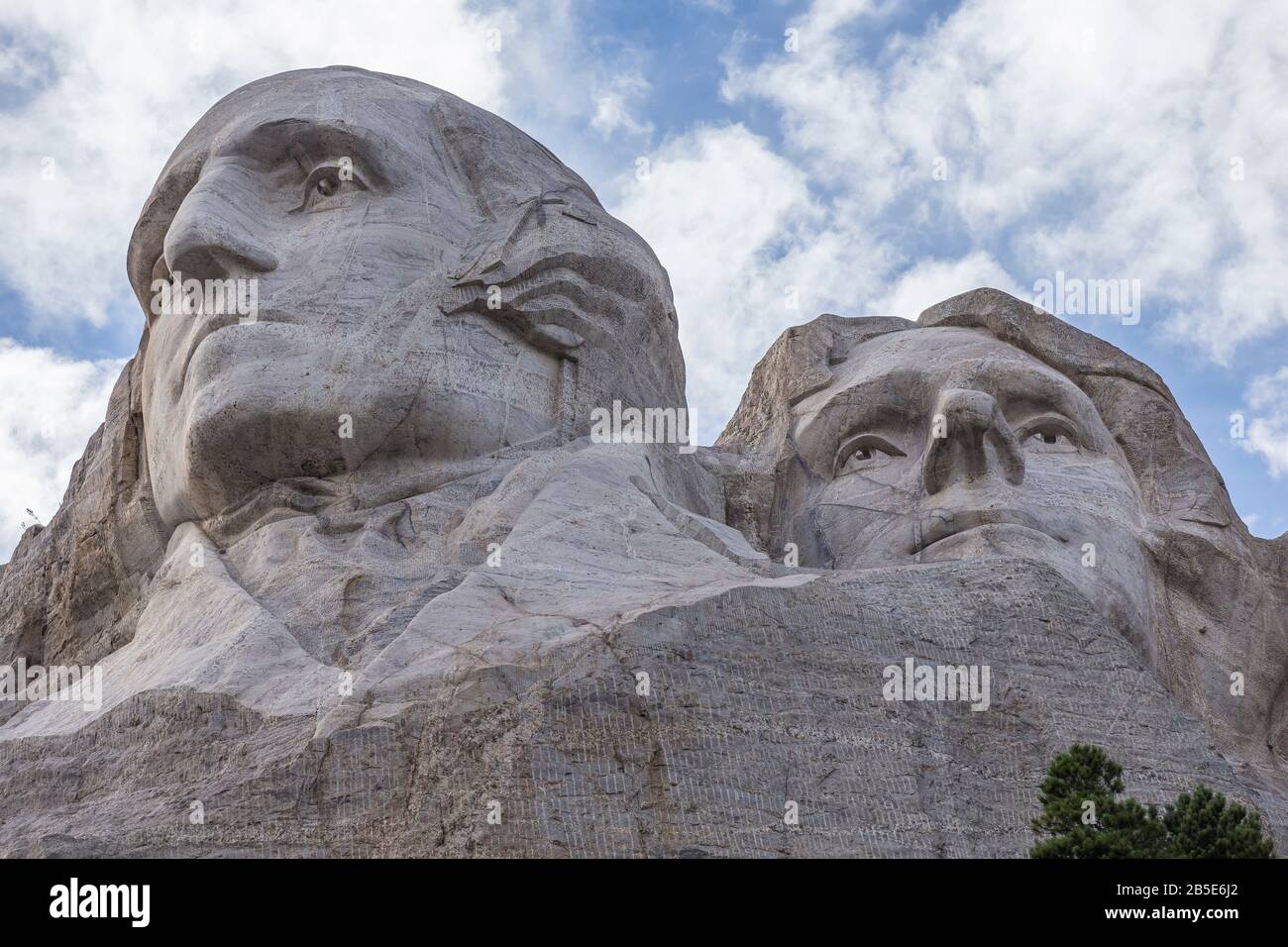 Les visages de George Washington et Thomas Jefferson sur Mt. Rushmore Dans Le Dakota Du Sud. Banque D'Images