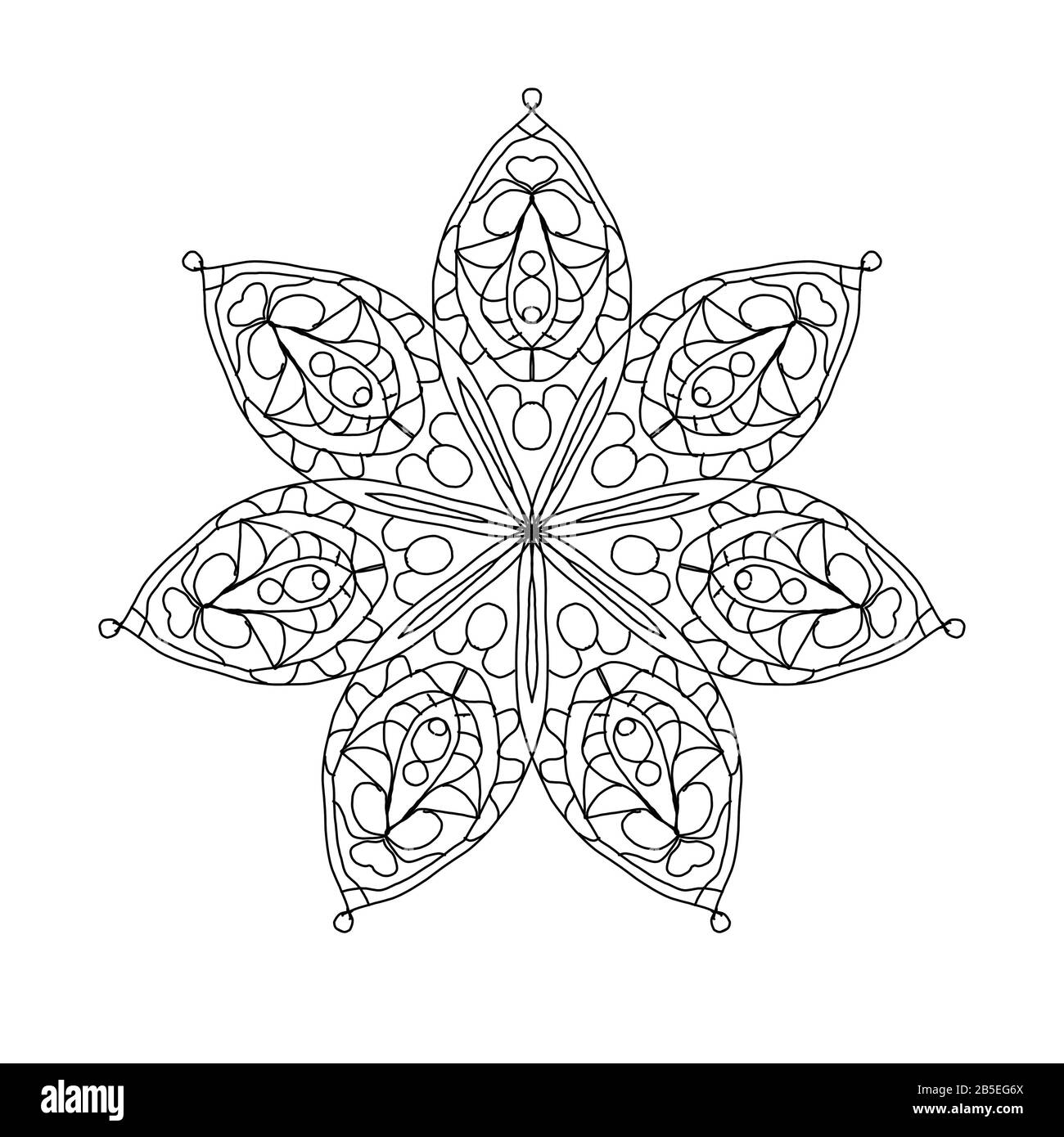 couleur de fleur mandala avec un motif symétrique. page de coloriage antistress Banque D'Images