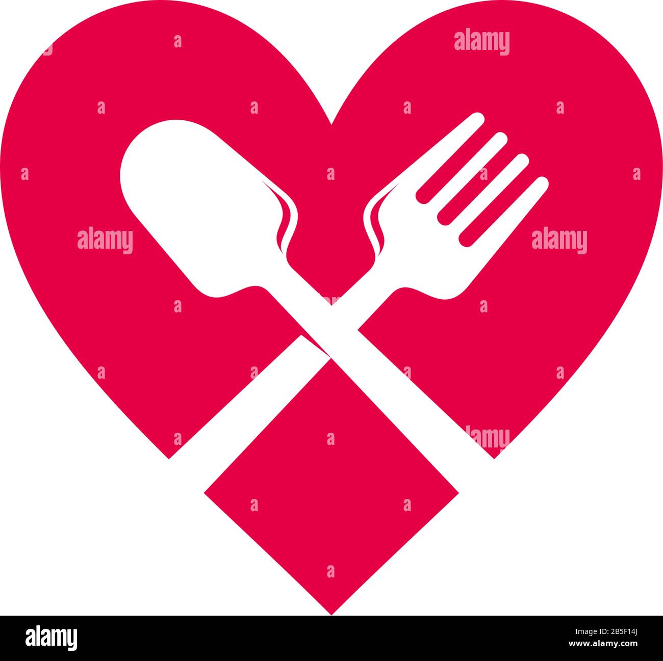love eat cuillère fourche simple décoration logo vecteur Illustration de Vecteur