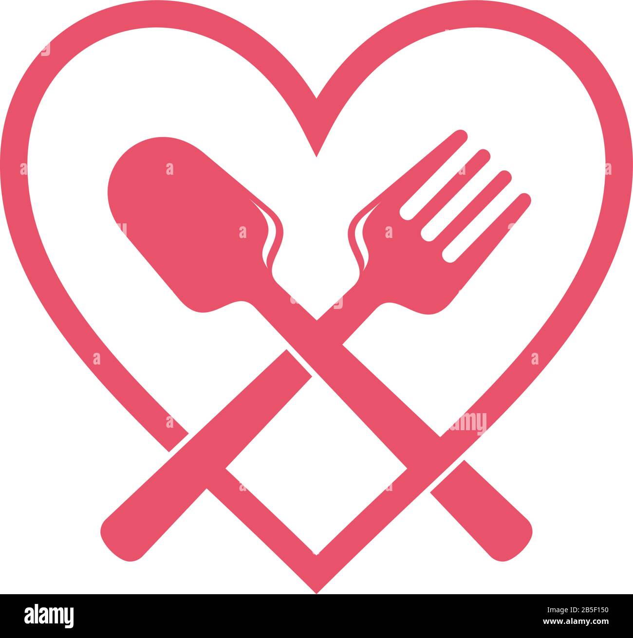 love eat cuillère fourche lignes simples art décoration logo vecteur de symbole Illustration de Vecteur