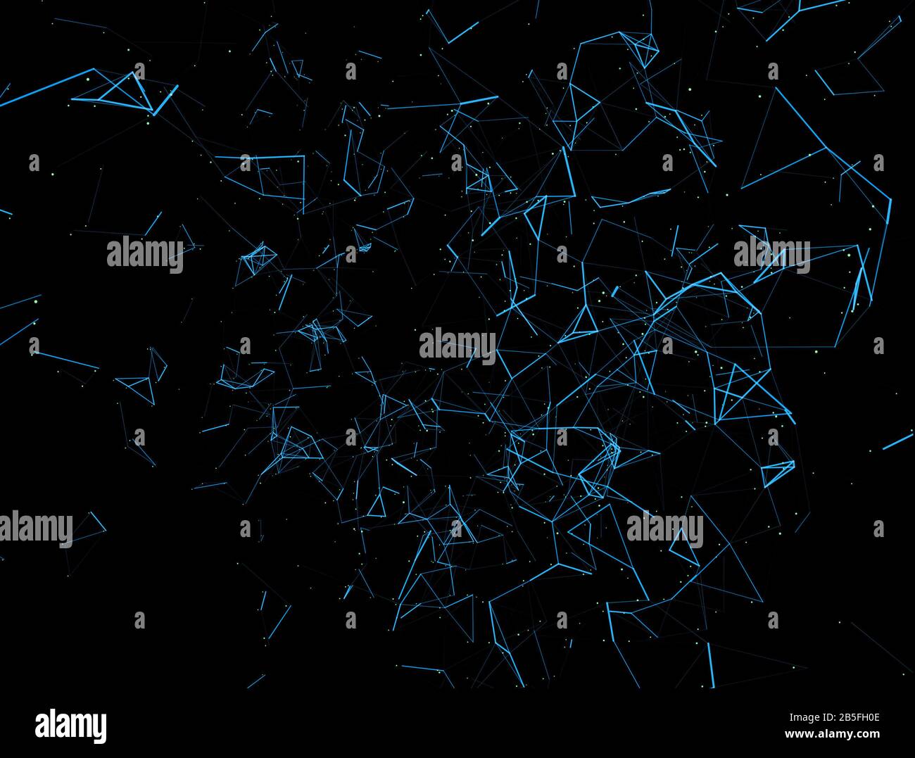 Fond sombre abstrait avec lignes et points bleus Banque D'Images