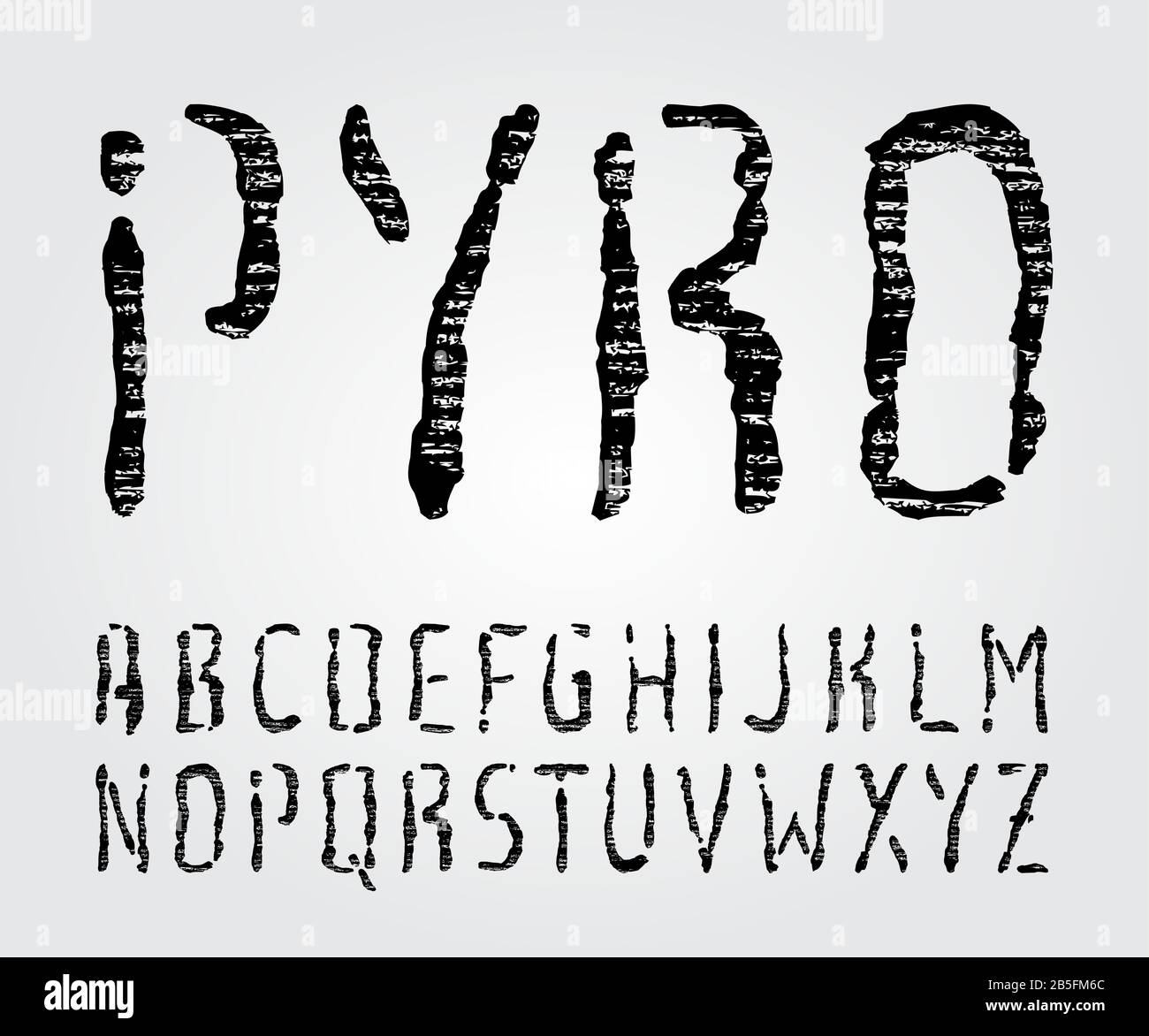 Type De Pyrographie Du Bois (Police Vectorielle). Lettre Press, Stamp, Wood Relief, Cut And Carving (Typographie Texturée). Illustration de Vecteur