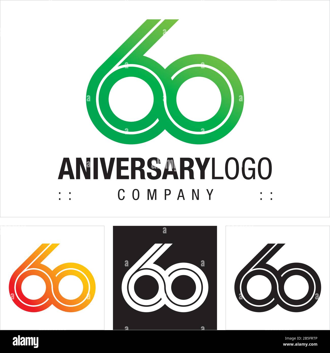 Anniversaire (Numéro 60) Logo Vector Symbol Company. Logotype De Style Symbole Infini (Illimité). Illustration de l'icône du logo numérique. Concepp D'Identité Élégant Illustration de Vecteur