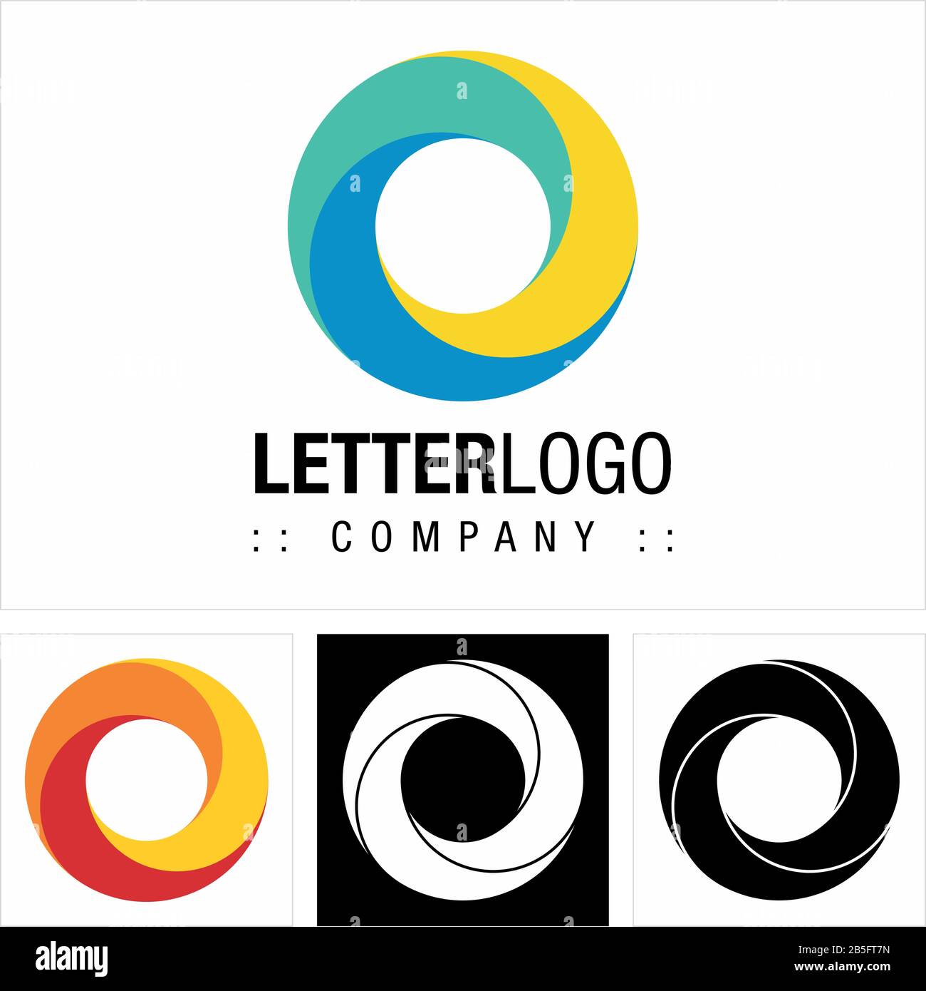 Logo Spiral (Circle) Vector Symbol Company (Logo). Dégradé De Couleurs Concentriques Trois Éléments (Formes) Illustration De L'Icône De Style. Élégant et Moderne. Illustration de Vecteur