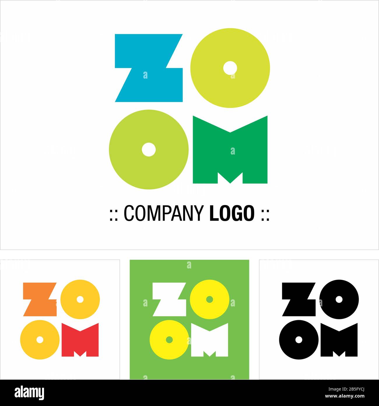 Zoom Typographie Vector Symbol Company Logo. Icône De Texte Logotype De Style. Illustration De La Lettre Géométrique En Gras. Design Élégant Et Coloré De Concept D'Identité Illustration de Vecteur