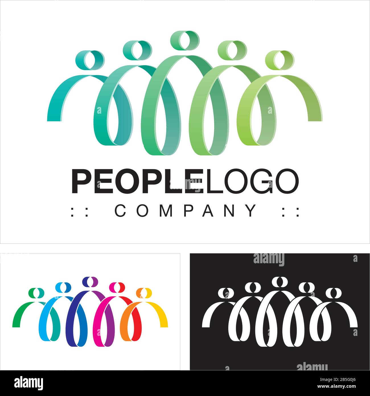 People (Famille, Amis, Équipe, Groupe) Vector Symbol Company (Association) Logo (Logotype). Spirale, Mains Ensemble, Coloré Style Icône Illustration. Illustration de Vecteur