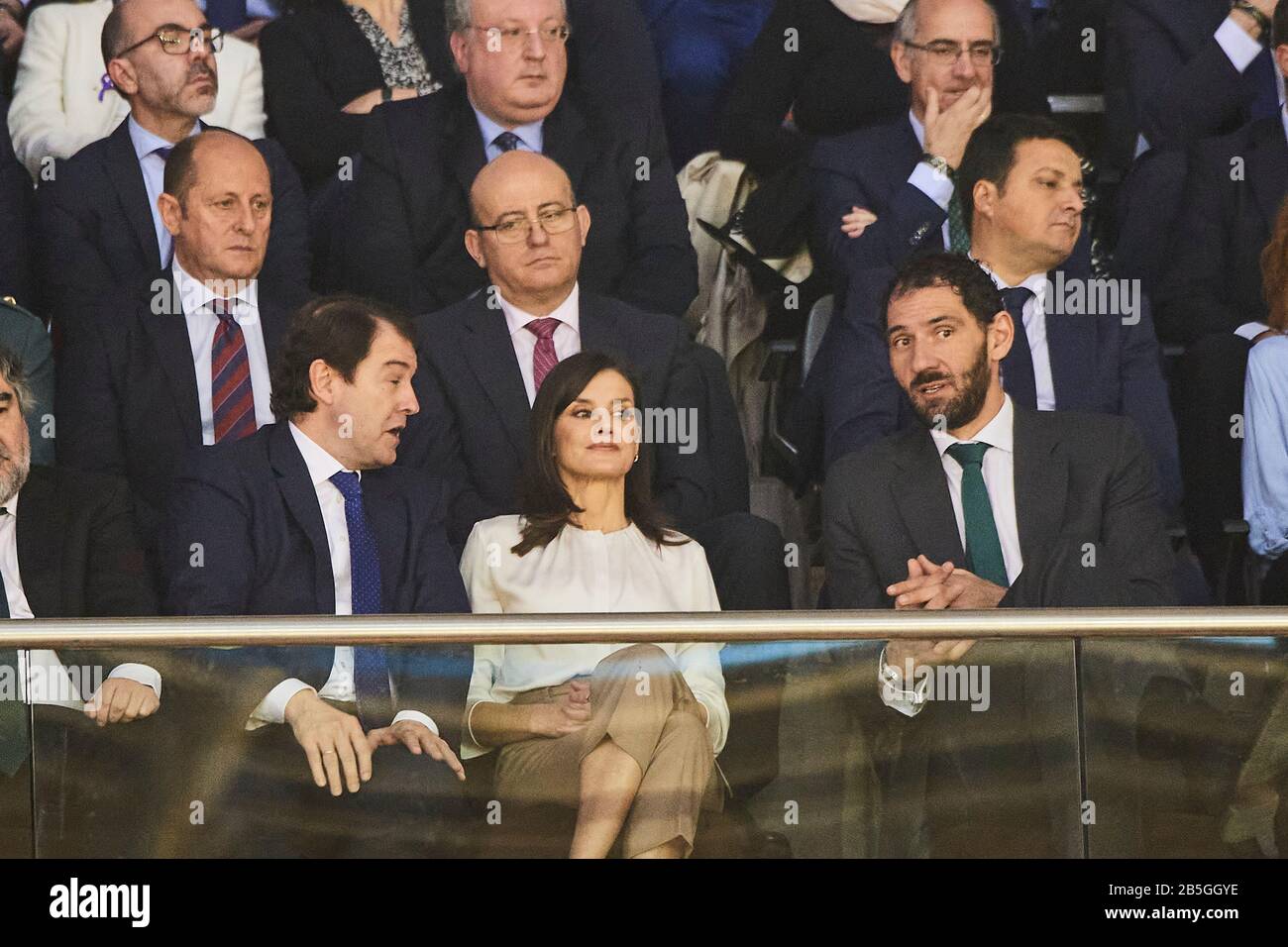 Salamanque, Castilla Leon, Espagne. 8 mars 2020. La reine Letizia d'Espagne assiste au match final du Panier de la coupe de la Reine d'Espagne ''˜entre Perfumerias Avenida (gagnant) et Uni Girona à Pabellon Multiusos Sanchez Paraiso le 8 mars 2020 à Salamanque, Espagne crédit: Jack Abuin/ZUMA Wire/Alay Live News Banque D'Images