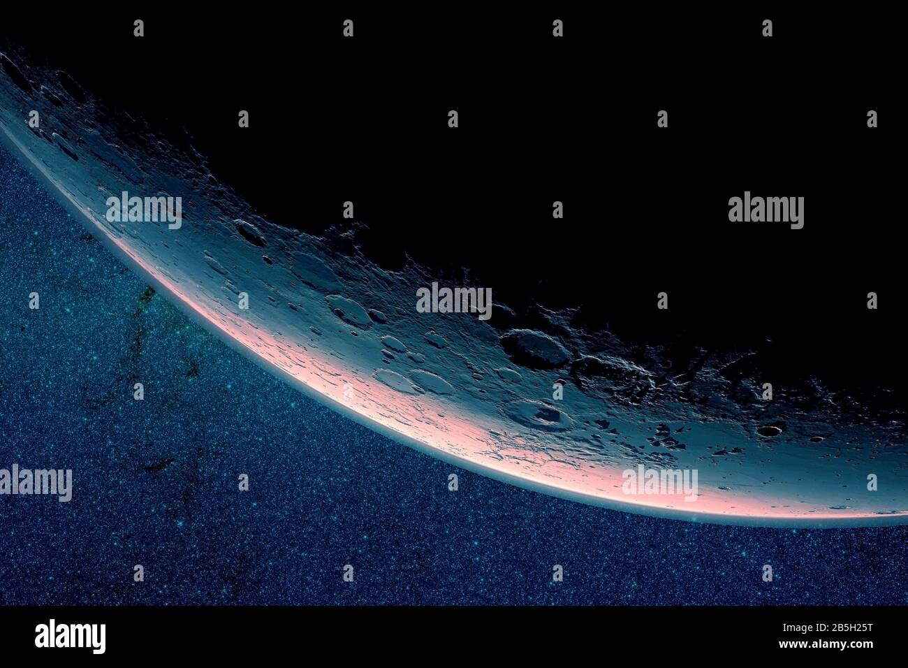 La lune est en phase de croissance. Sur fond sombre. Des éléments de cette image ont été fournis par la NASA. Banque D'Images