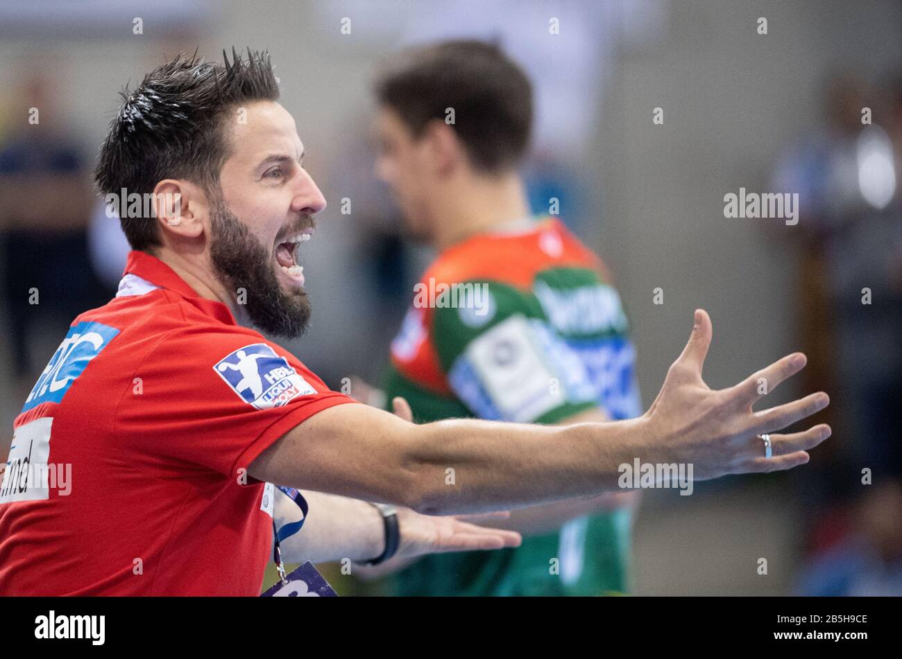 08 mars 2020, Baden-Württemberg, Stuttgart: Handball: Bundesliga, TVB Stuttgart - SC Magdeburg, 27ème jour de jumelage. L'entraîneur de Magdeburg Bennett Wiegert. Photo: Marijan Murat/Dpa Banque D'Images
