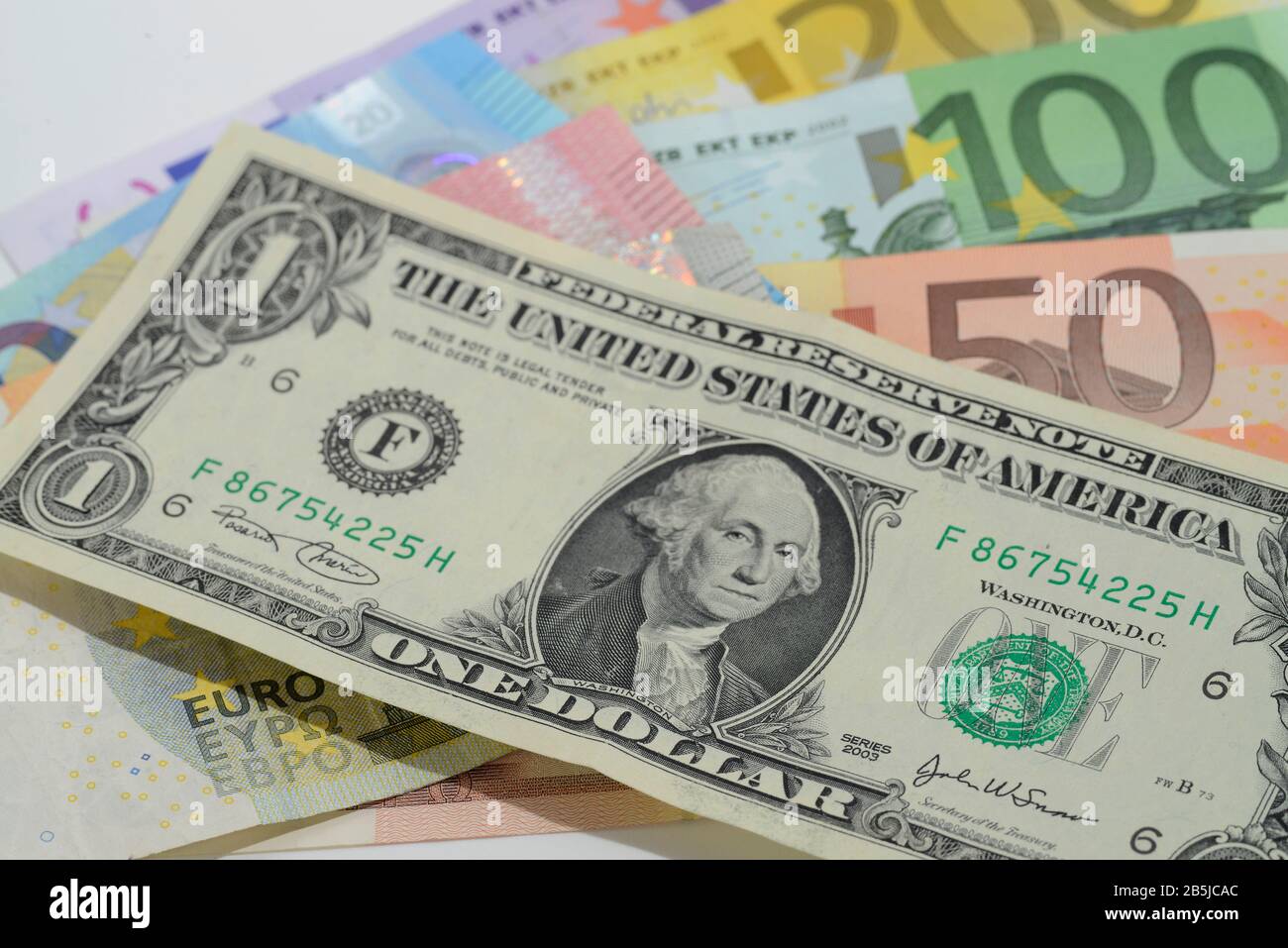 Dollarschein, Euronoten Banque D'Images