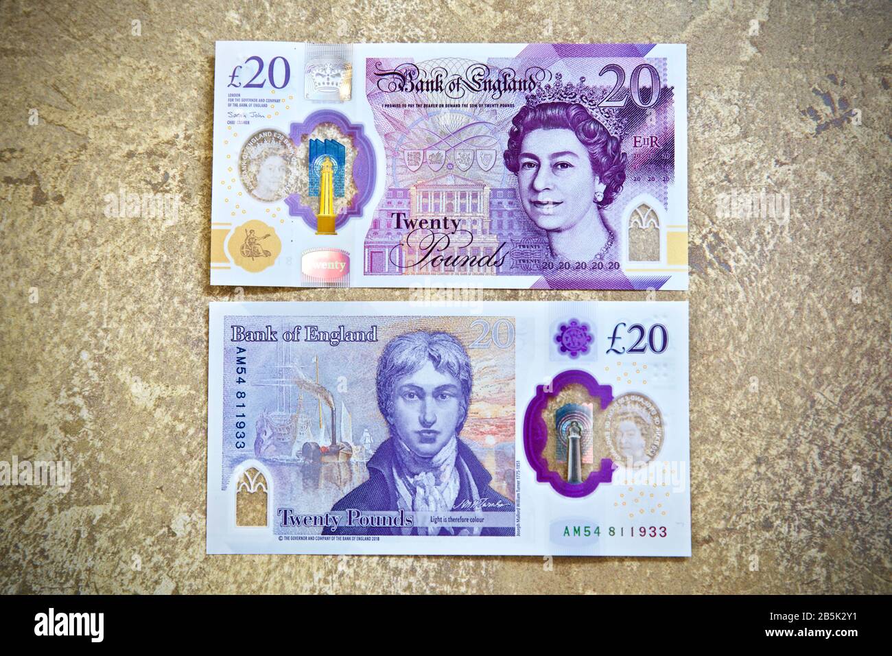 Le polymère 2020 £20 livre note de la Banque d'Angleterre avec l'artiste JMW Turner Banque D'Images