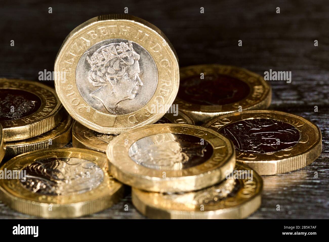 Pièces d'une livre britannique Banque D'Images