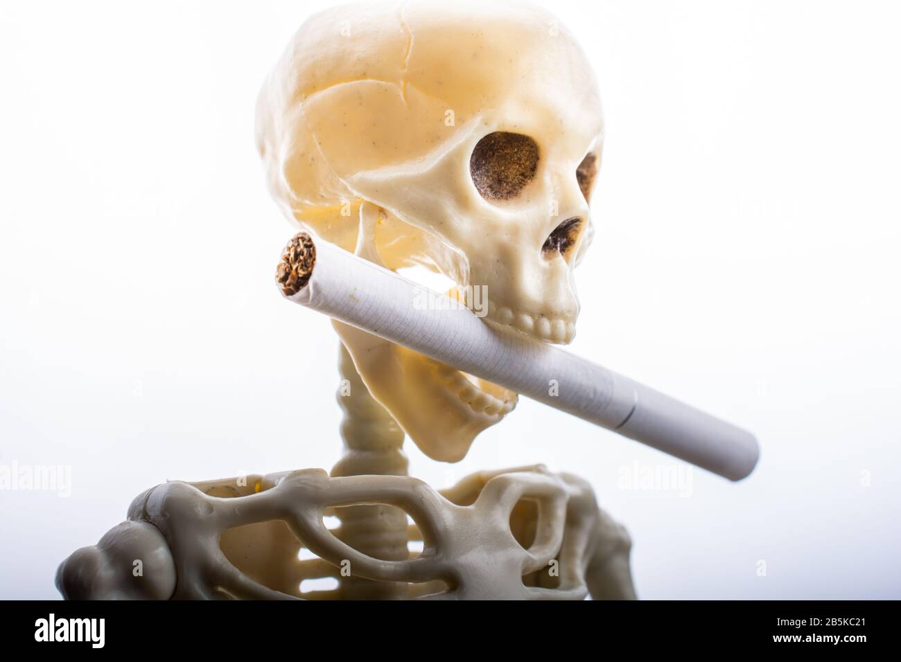 Squelette humain avec la cigarette. '' La Journée mondiale sans tabac
