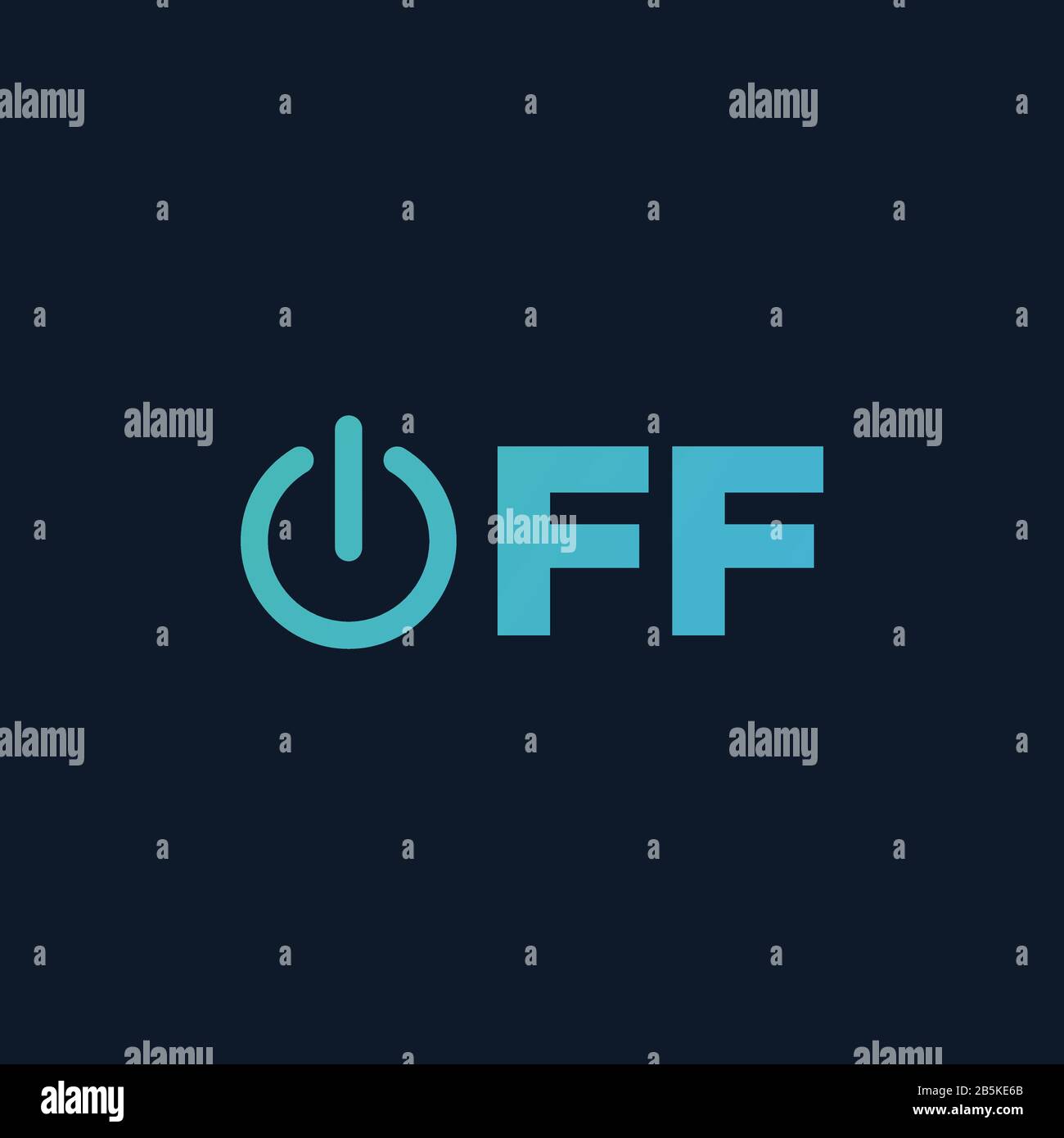 Bouton de désactivation typographique avec symbole de désactivation. Illustration vectorielle de stock isolée sur fond bleu. Illustration de Vecteur