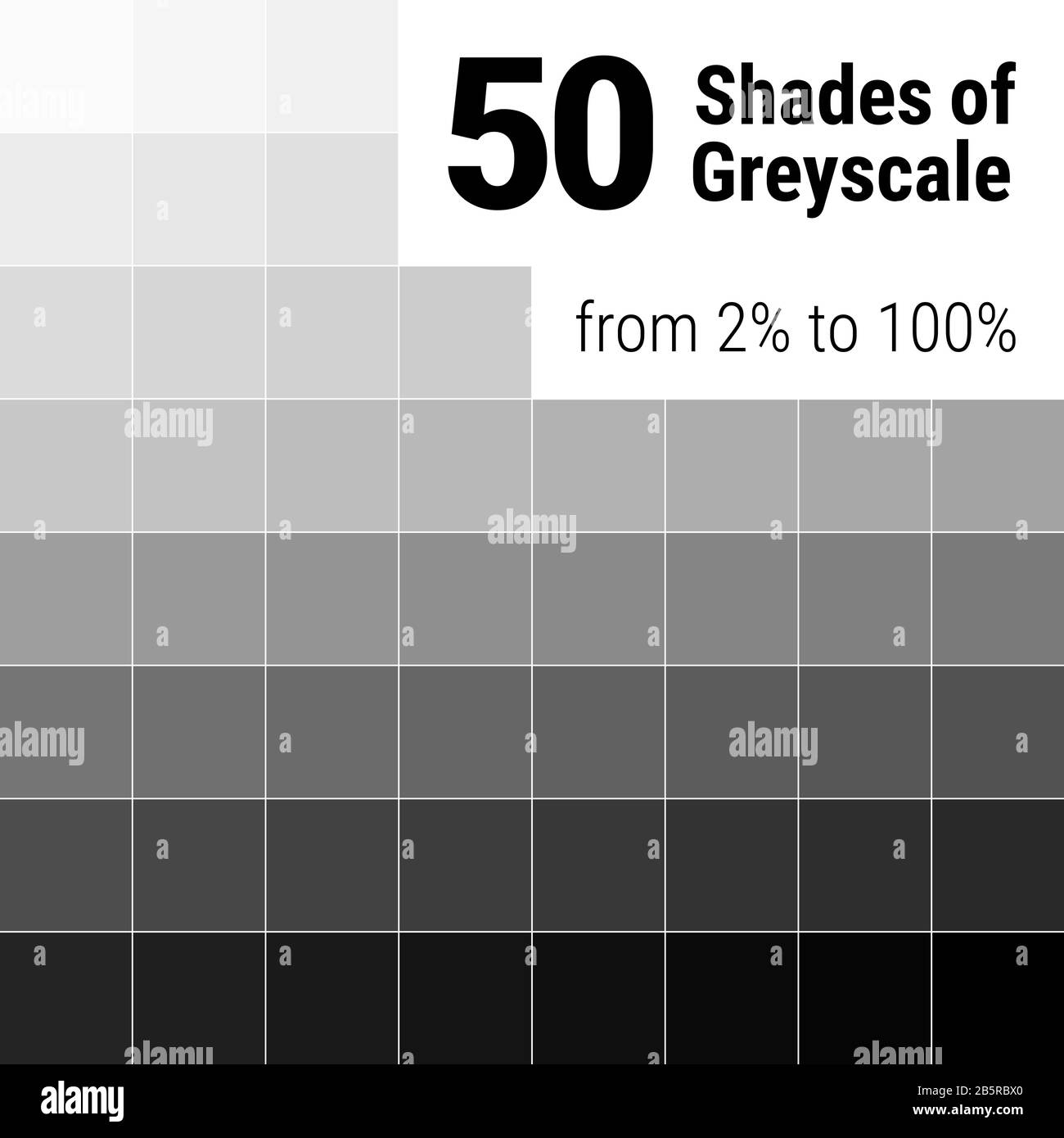Palette niveaux de gris. 50 nuances de gris. Palette de couleurs grises.  Tableau des nuances de couleurs. Illustration Photo Stock - Alamy
