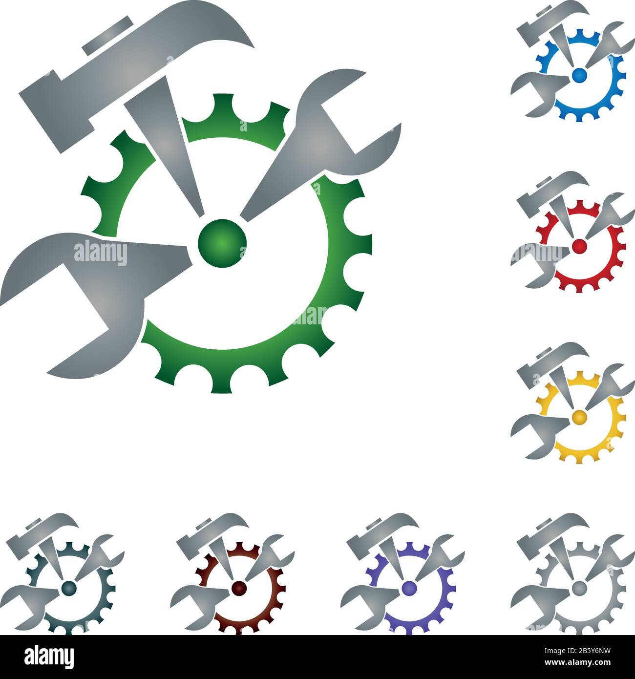 Engrenages, outils, industrie, mécanicien, logo Illustration de Vecteur