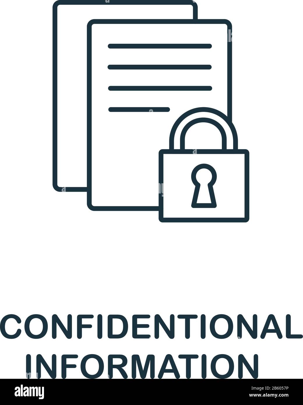 Icône informations confidentielles de la collecte de cyber-sécurité. Icône informations confidentielles de ligne simple pour les modèles, la conception Web et les infographies Illustration de Vecteur