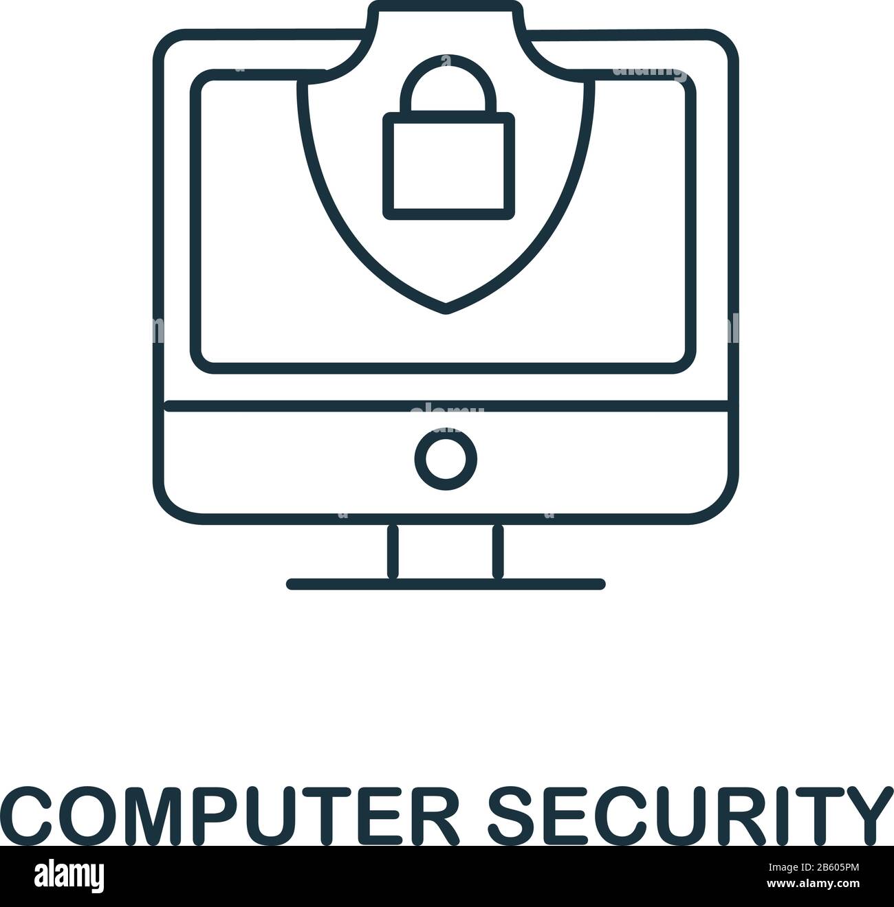 Icône de sécurité informatique de la collection de cyber-sécurité. Icône de sécurité Informatique de ligne simple pour les modèles, la conception Web et les infographies Illustration de Vecteur