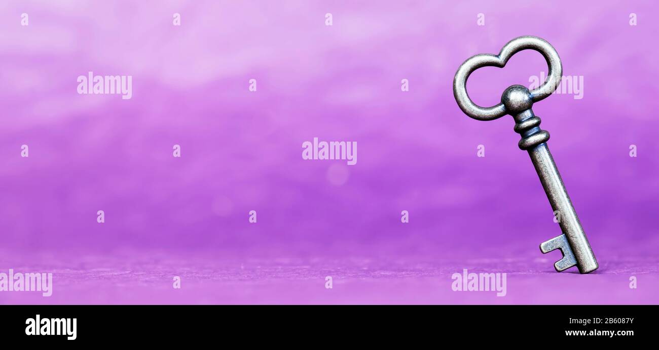 Concept de chambre d'évasion. Touche vintage sur fond mauve, bannière web avec espace texte. Banque D'Images