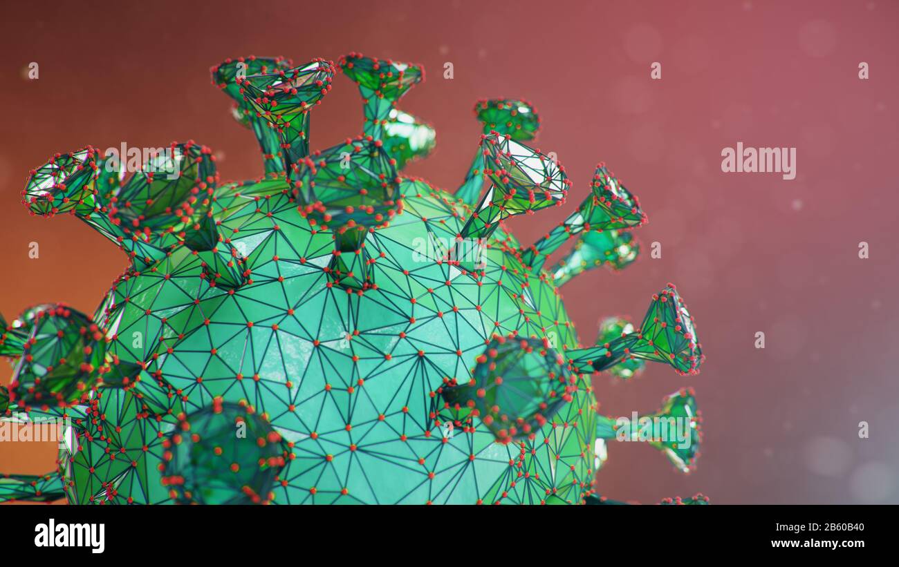 Contexte abstrait du virus, virus de la grippe ou COVID-19. Le virus infecte les cellules. COVID-19 sous le microscope, pathogène affectant le système respiratoire Banque D'Images