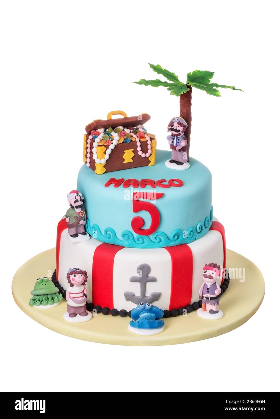 Magnifique Gateau Decoratif Avec Pirate Et Tresor D Histoires Gros Plan Photo Stock Alamy