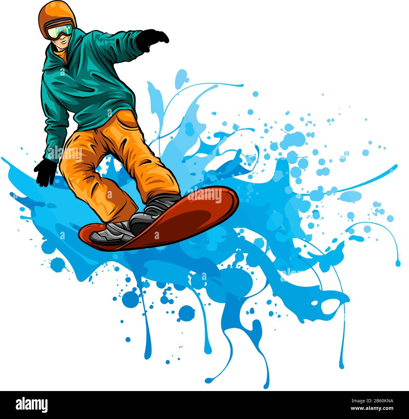 illustration vectorielle silhouette snowboarder avec tache Illustration de Vecteur