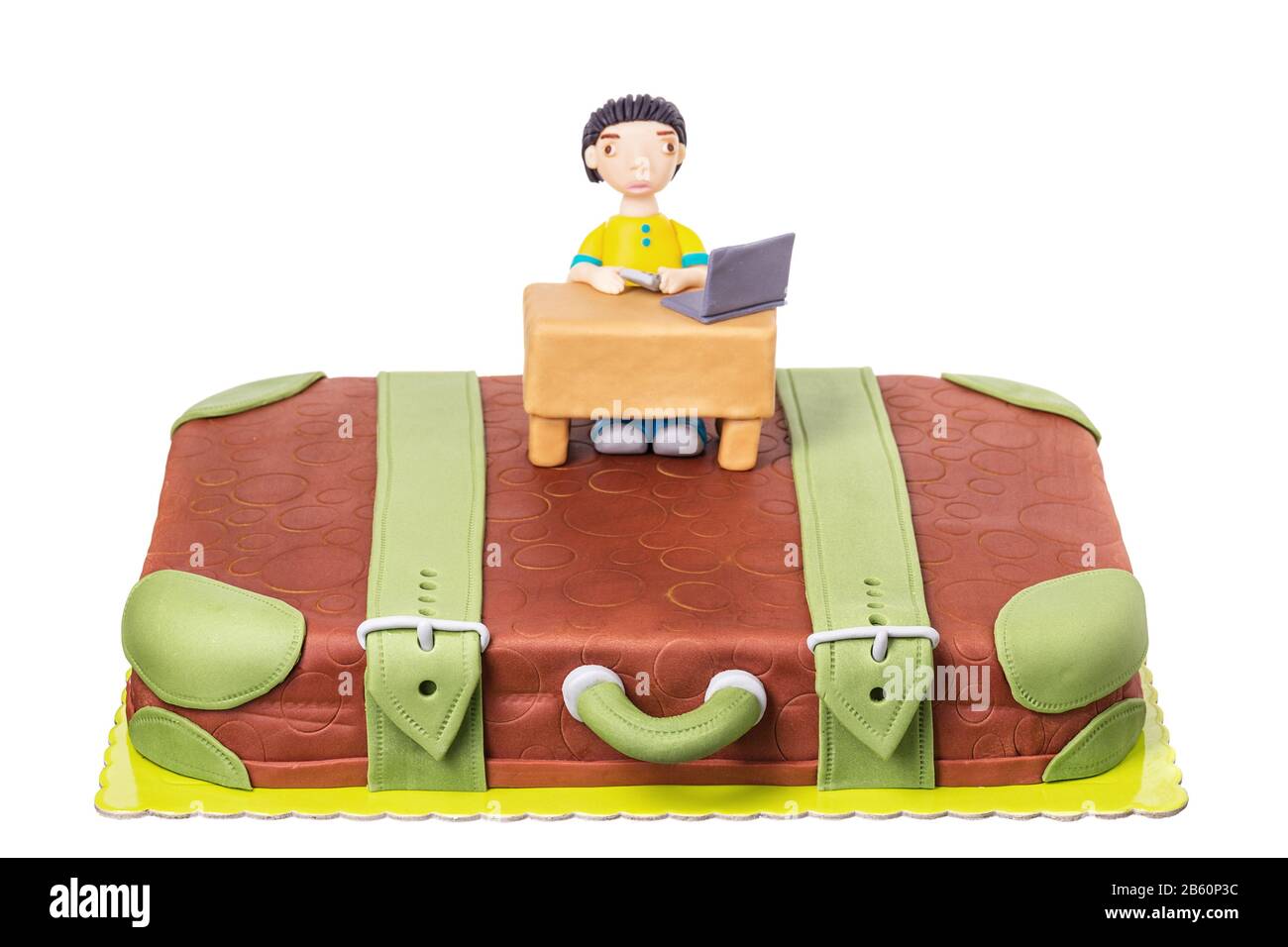 Gateau Une Valise Avec Un Homme De La Pate De Sucre Le Jour De L Anniversaire Photo Stock Alamy