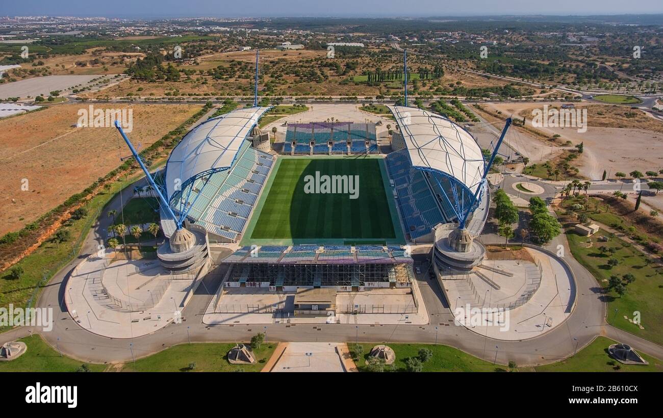 Vue depuis le ciel du stade de l'Algarve. Portugal. Antenne Banque D'Images