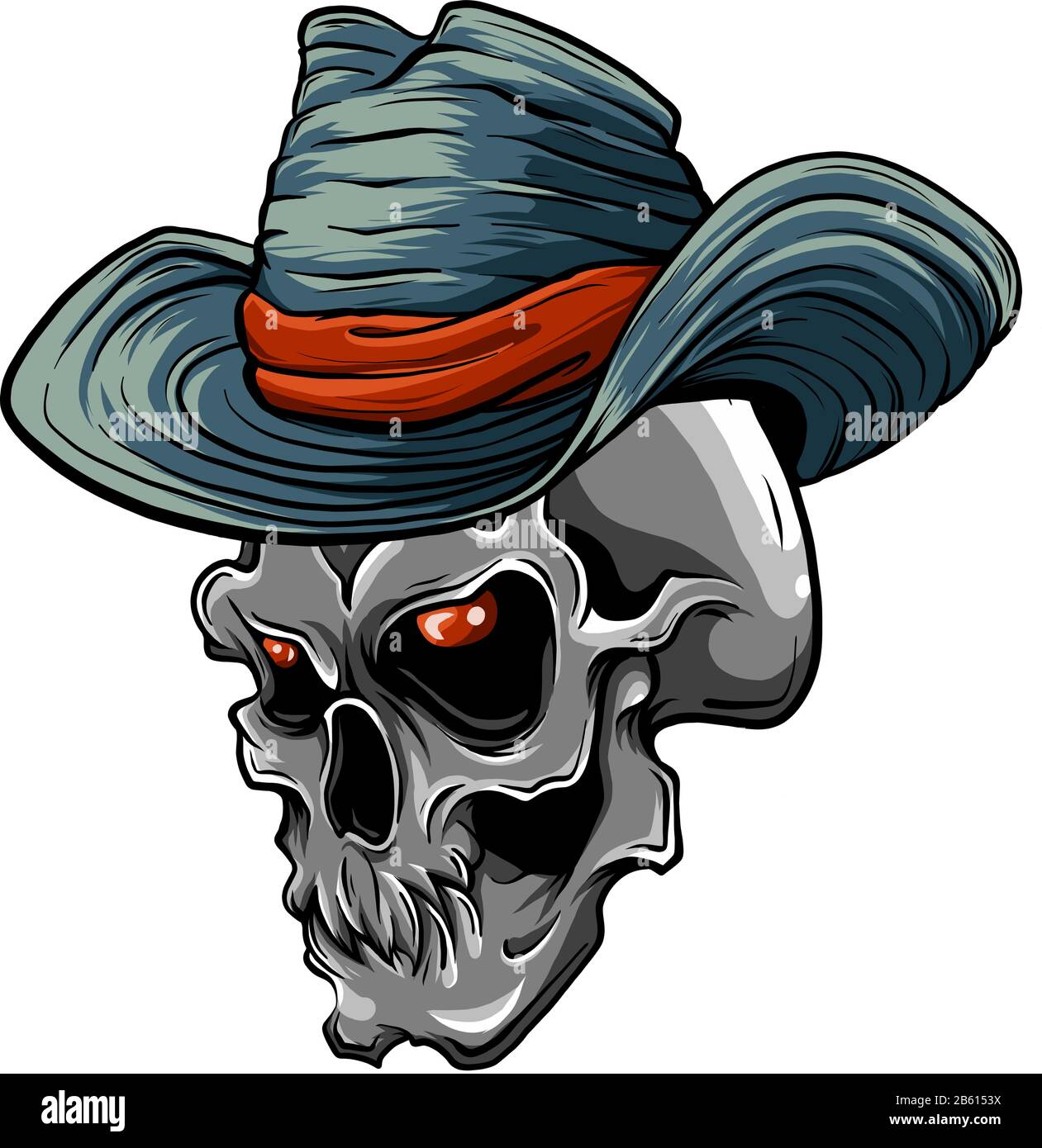 Tatouage crâne gangster. Tête de mort avec chapeau et cigare vector Image  Vectorielle Stock - Alamy