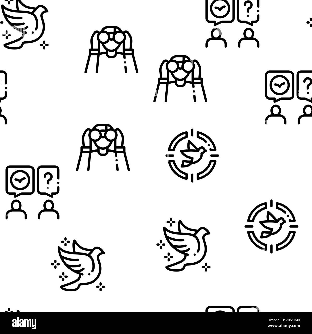 Observation Des Oiseaux Tourisme Modèle Sans Couture Vector Illustration de Vecteur