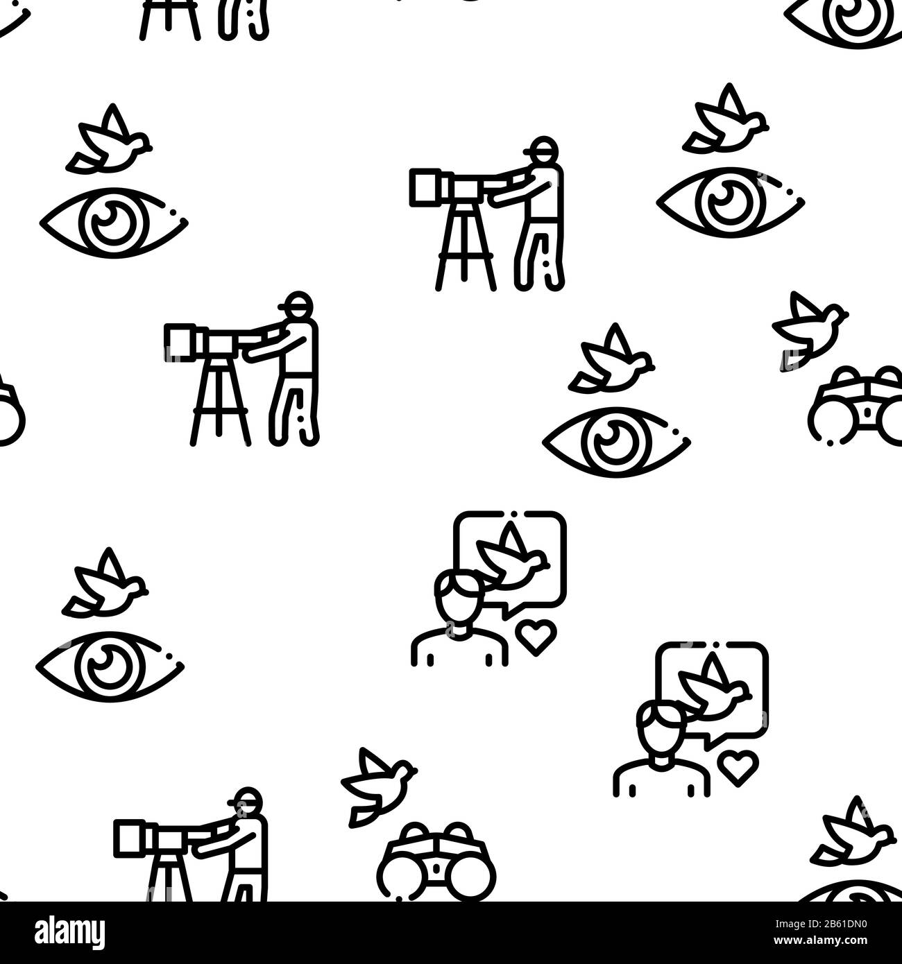 Observation Des Oiseaux Tourisme Modèle Sans Couture Vector Illustration de Vecteur