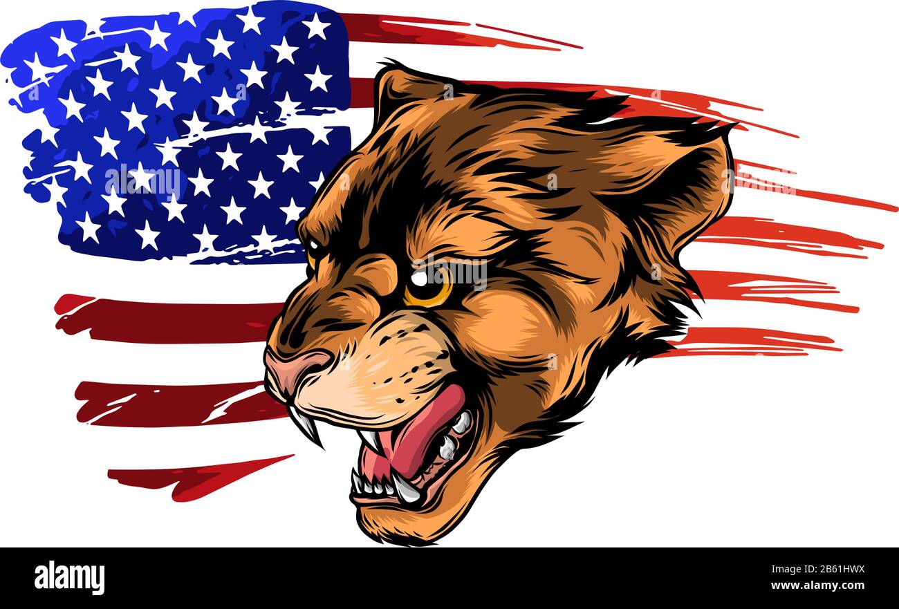 Illustration Vectorielle Cougar Panther Mascot Head Illustration de Vecteur