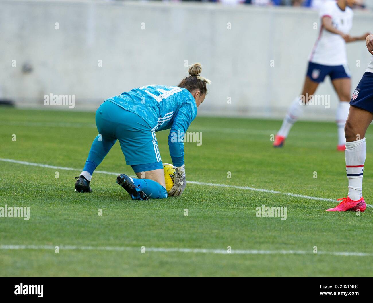 Sandra Panos (13), gardien de but d'Espagne, sauve pendant le match de la SheBelieves Cup contre les États-Unis à Red Bull Arena à Harrison, NJ le 8 mars 2020. USA gagné 1 - 0 (photo de Lév Radin/Pacific Press/Sipa USA) Banque D'Images