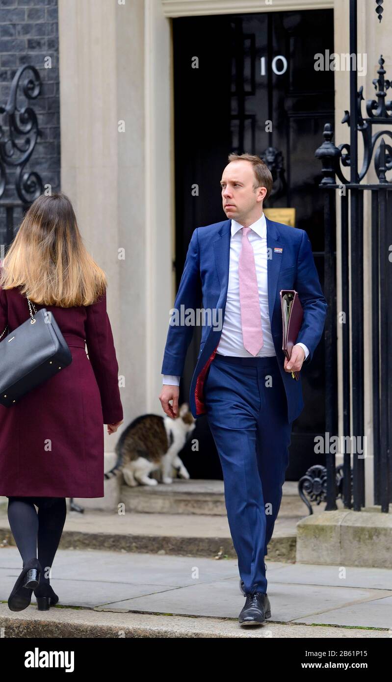 Matt Hancock, député, ministre de la Santé, quitte 10 Downing Street après une réunion du cabinet, 03.2020 Banque D'Images