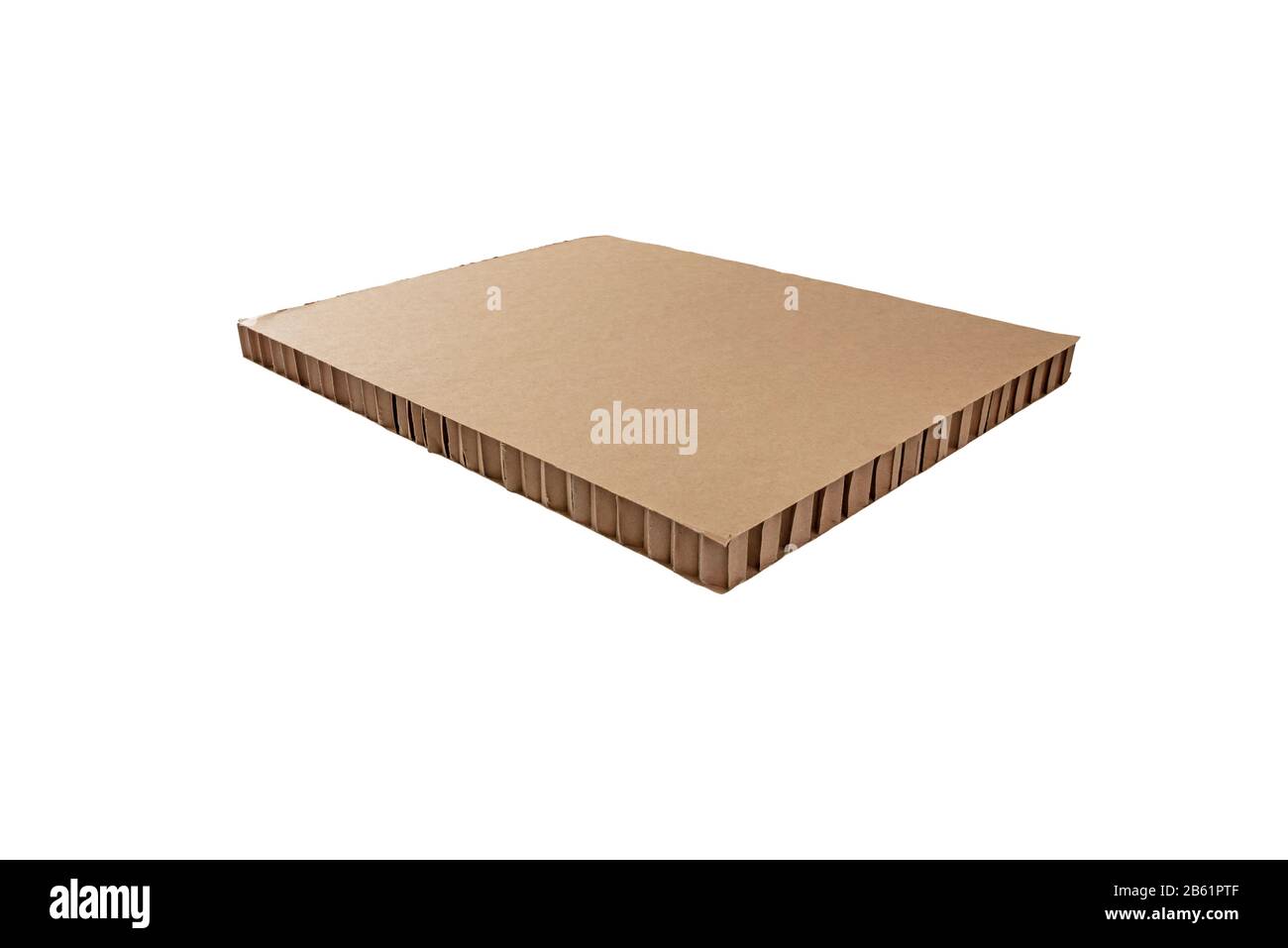 Panneau sandwich nid d'abeilles en carton marron isolé sur blanc Banque D'Images