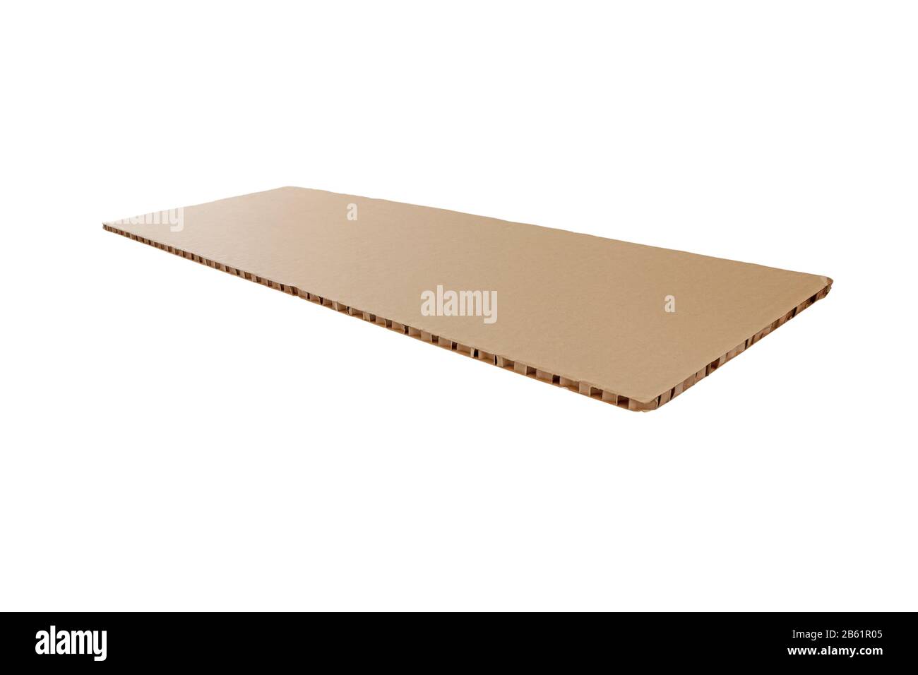 Panneau sandwich en carton nid d'abeilles isolé sur blanc Banque D'Images
