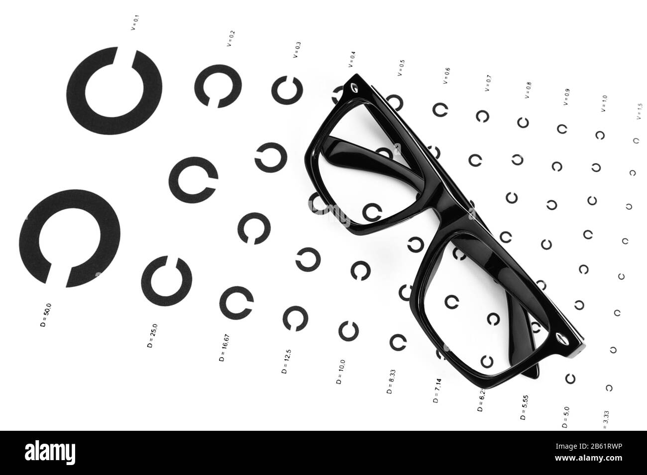 Tableau pour un examen oculaire par un ophtalmologiste avec des symboles. Verres sombres. Banque D'Images Tableau pour un examen oculaire par un ophtalmologiste avec des symboles. Verres sombres. Banque D'Images