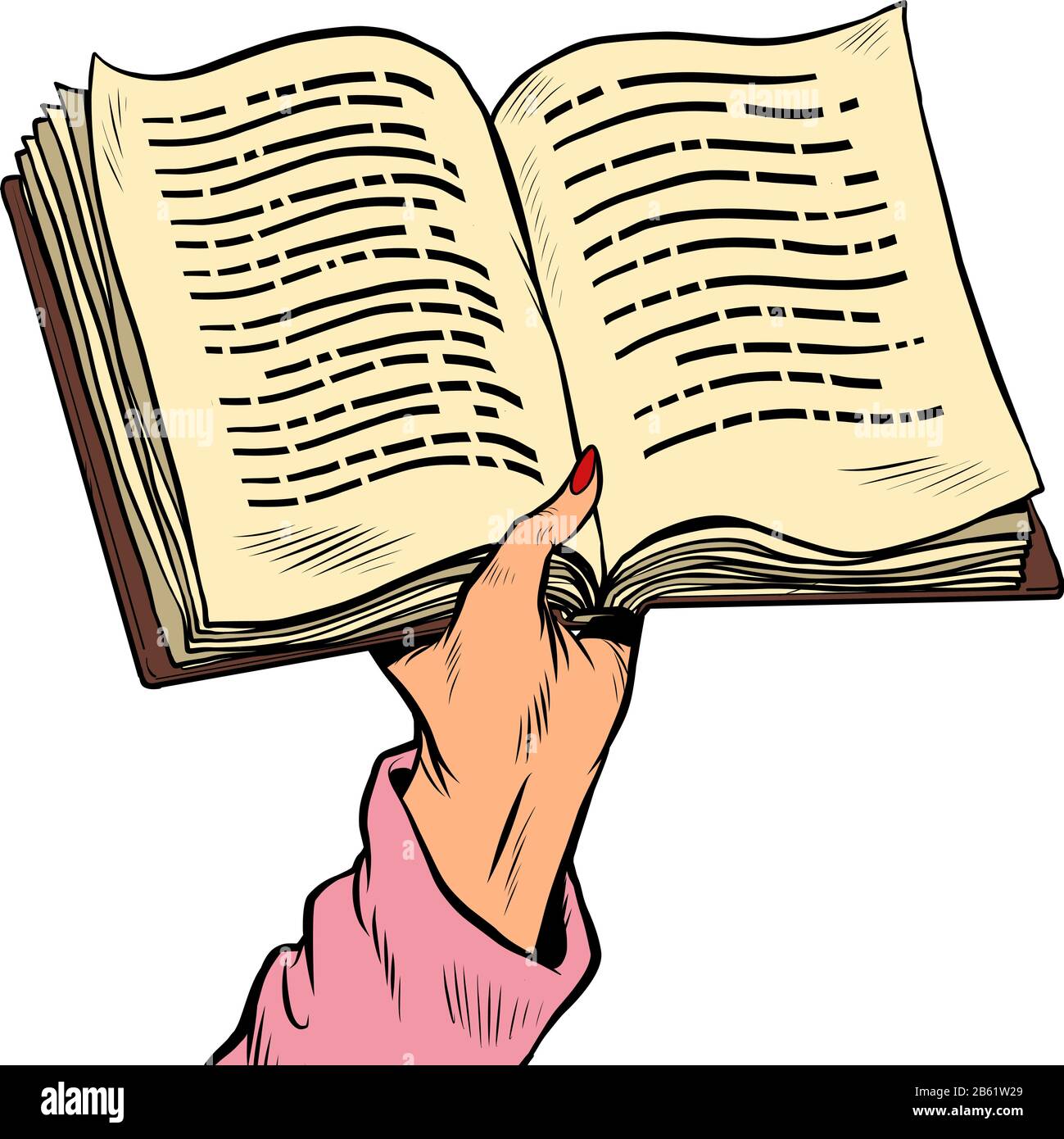 Un Livre Ouvert Dans Sa Main Lecture Et Connaissance Image Vectorielle Stock Alamy