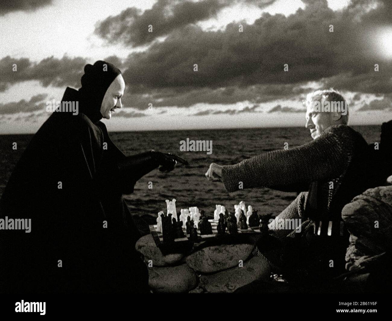 Bengt Ekerot Et Max Von Sydow, 'Le Septième Sceau' 1957 Banque D'Images